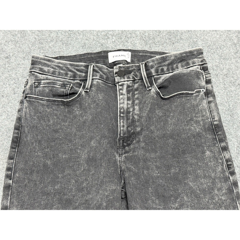 FRAME Jeans Womens 30 Black Le Crop Mini Boot Distressed Cropped LCMBRA710 - Picture 4 of 9
